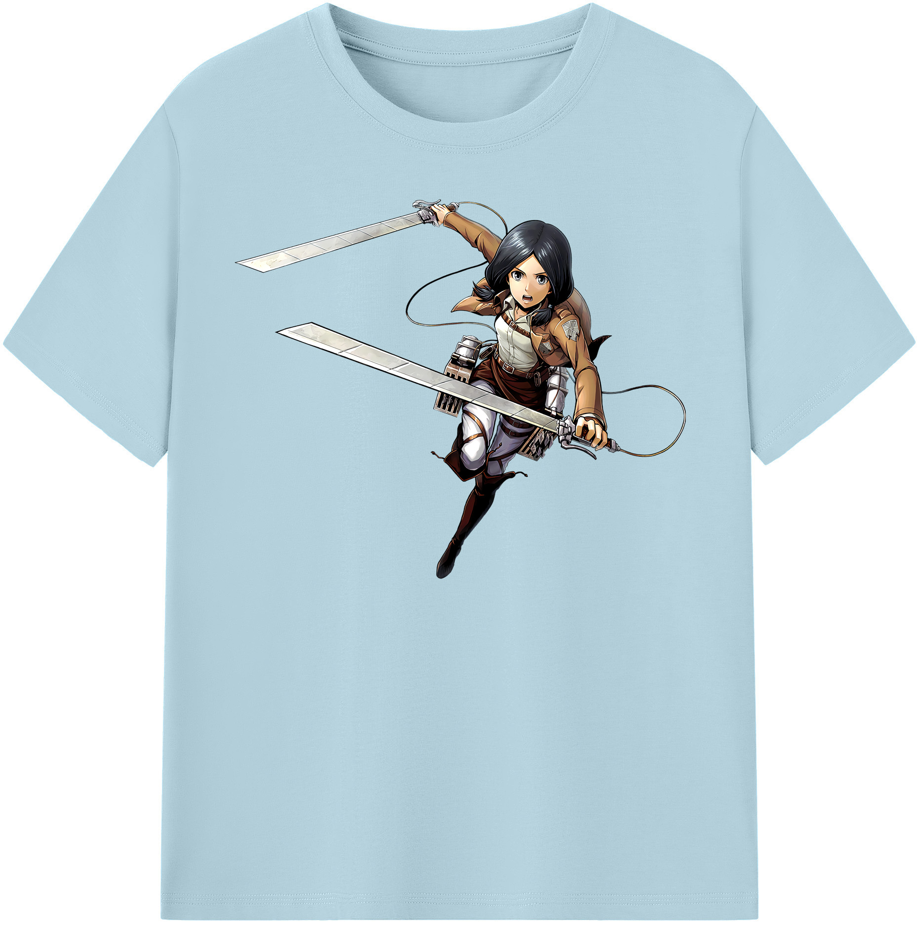 （画像用） 進撃の巨人 ミカサ·アッカーマン Attack on Titan Mikasa Ackerman 綿100％半袖Tシャツ（フロントプリント）